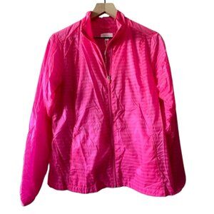 Women's M Lady Hagen Lightweight Golf Windbreaker Jacket Pink Striped